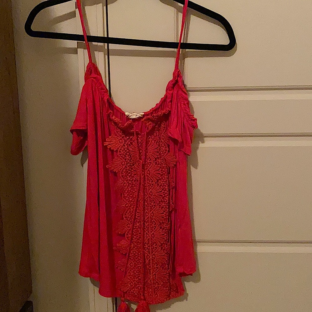 Off the shoulder red summer top